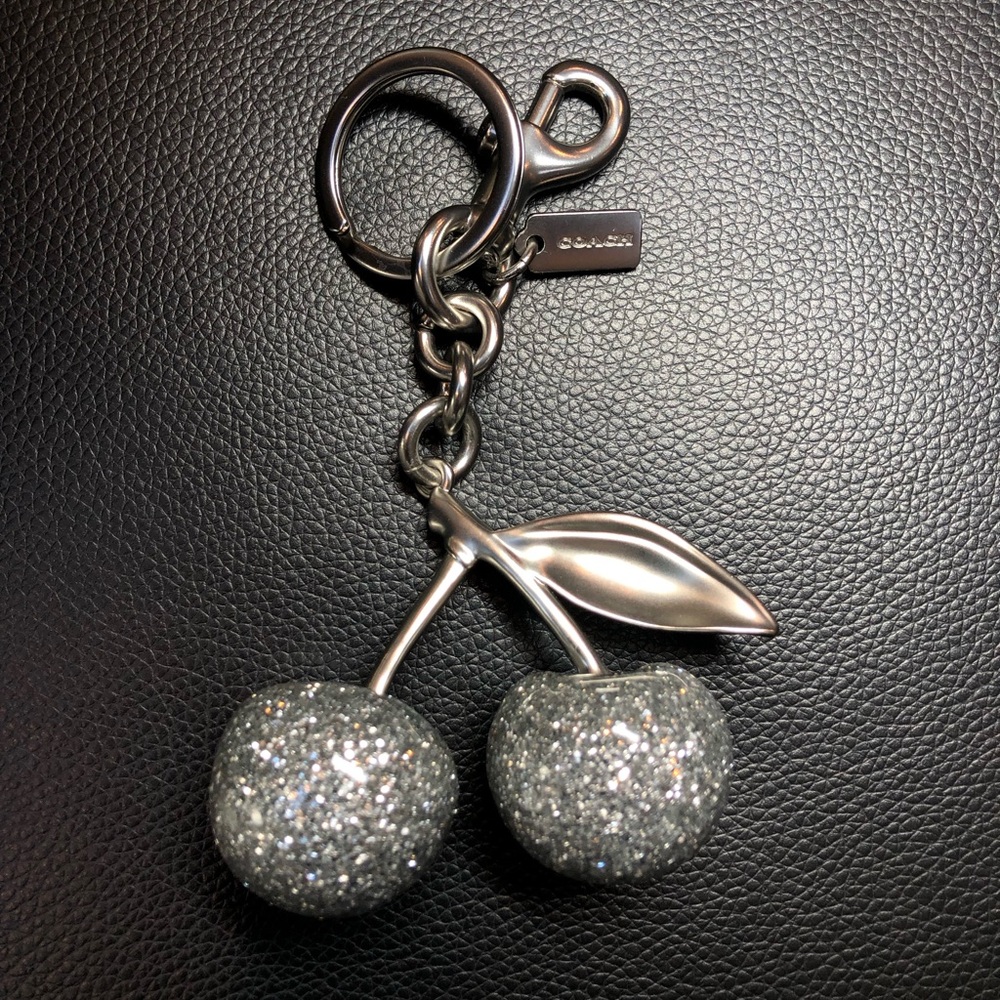 Coach Silver Glitter Cherry Bag Charm